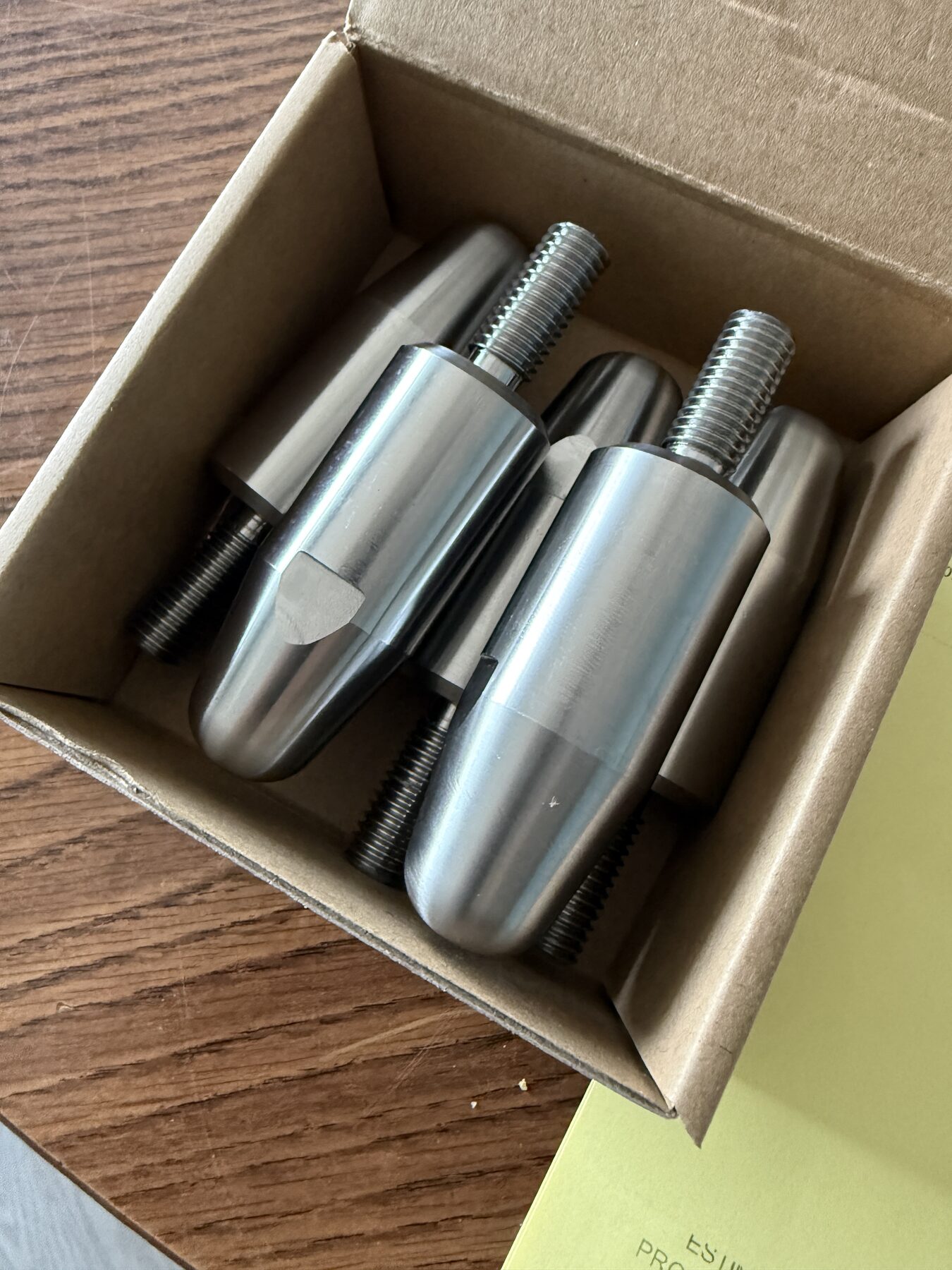Machined clevis pins boxed for shipment