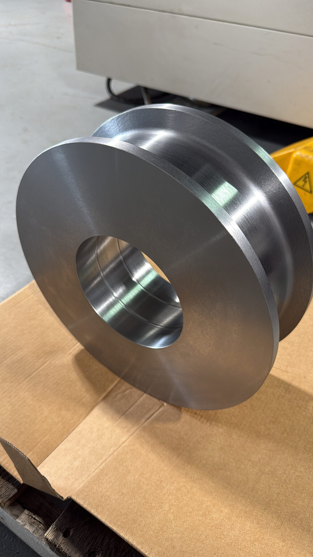 Finished crane wheel bore detail